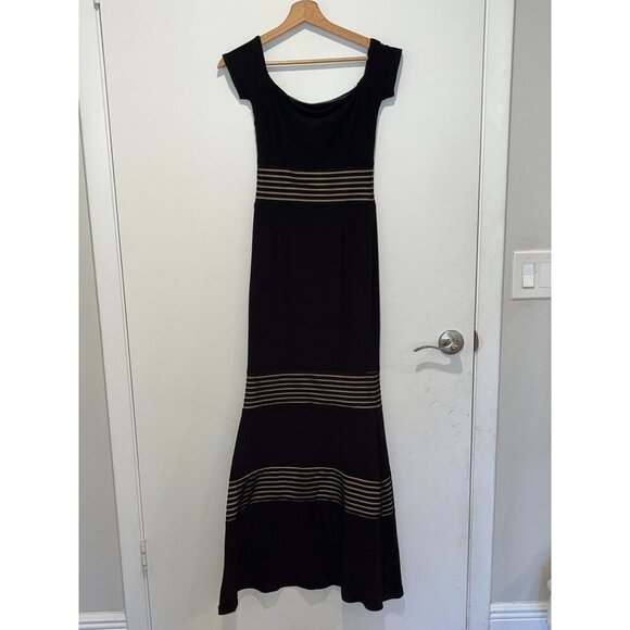 Xscape Bla Striped Cap Sleeve Women's Evening Dress Gown Size 2 - Picture 5 of 9